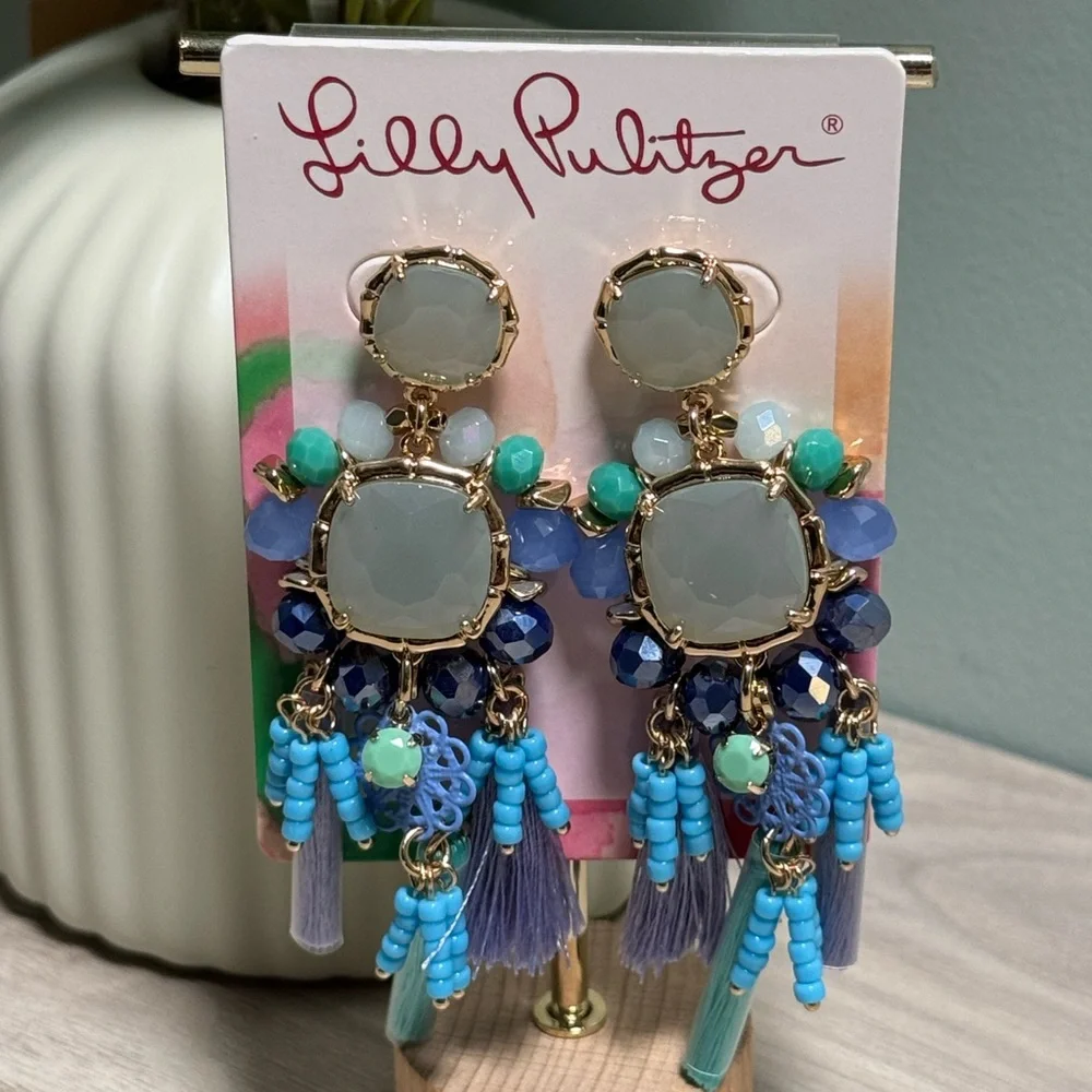 Lilly Pulitzer Blue Chandelier Earrings - Picture 2 of 5
